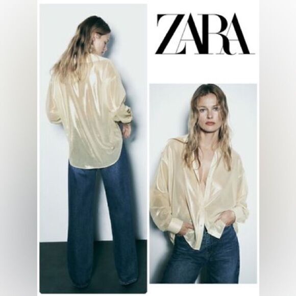 ZARA GOLD METALLIC SHIRT - Picture 6 of 12